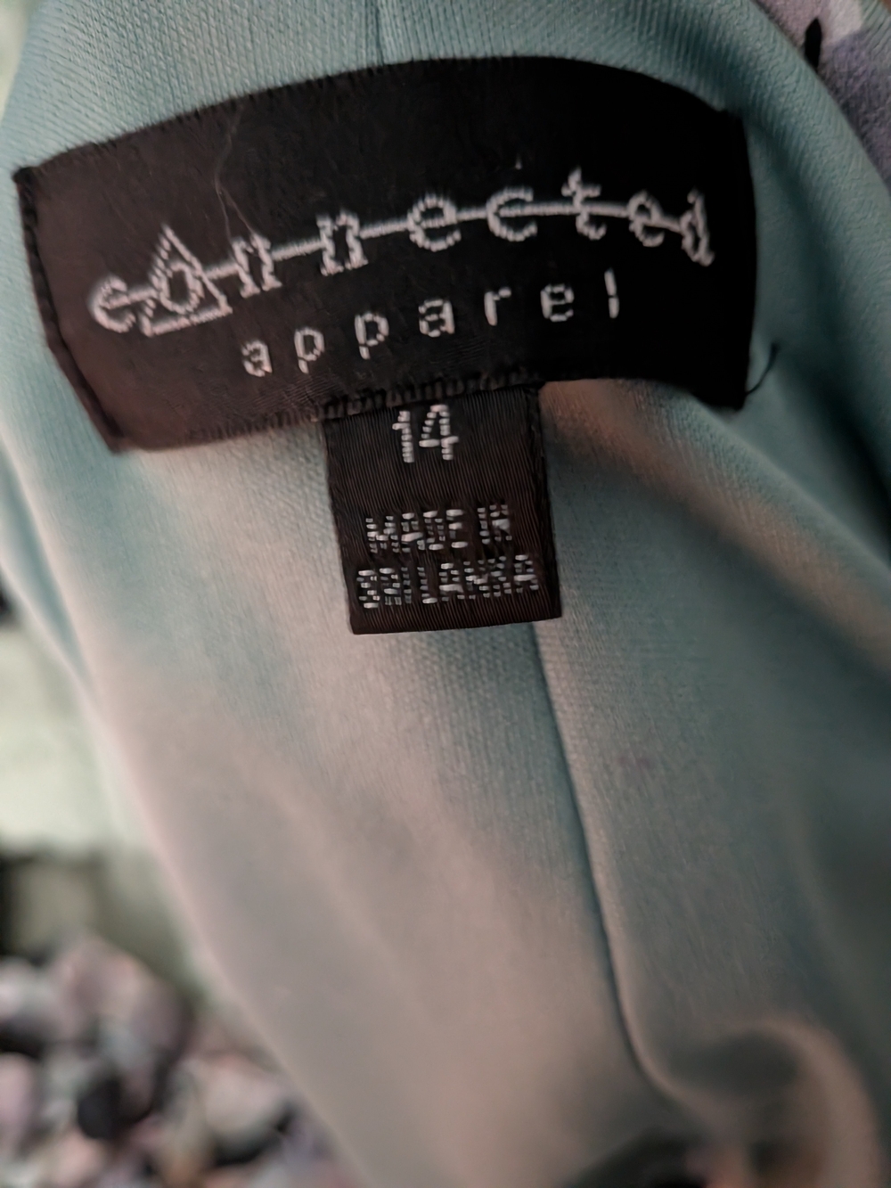 Connected Apparel Light Teal And Multicolor Dress - Size 14